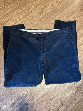 Men's Navy Corduroy Trousers - Classic Straight Fit